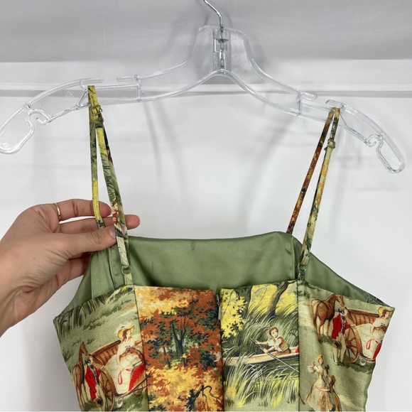 Alice McCall Voodoo Green Belted Printed Brocade Strappy Ruffle Mini Dress 2 - Picture 9 of 13